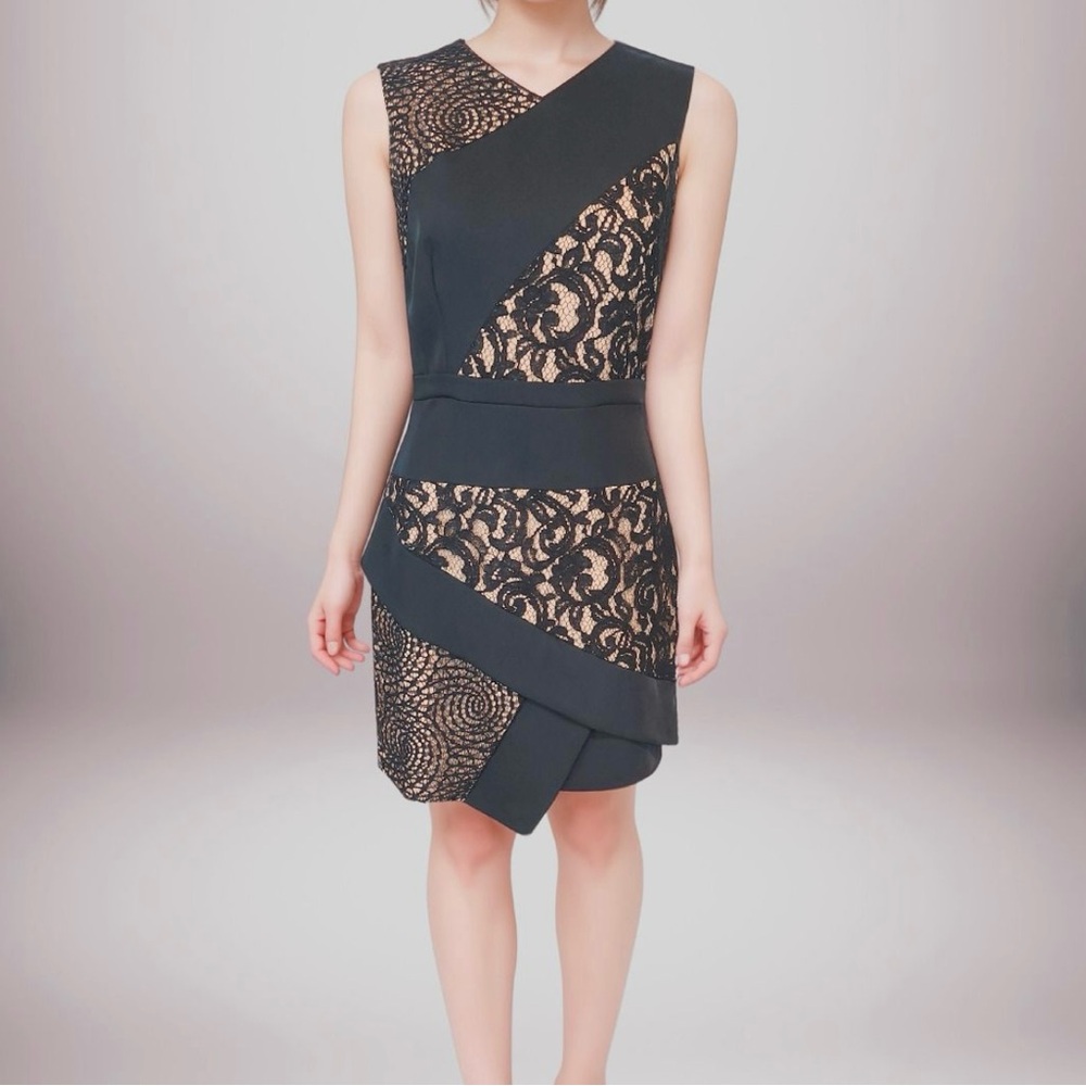 BCBG MaxAzria Black & Tan Cocktail Dress - Size 0 NWOT